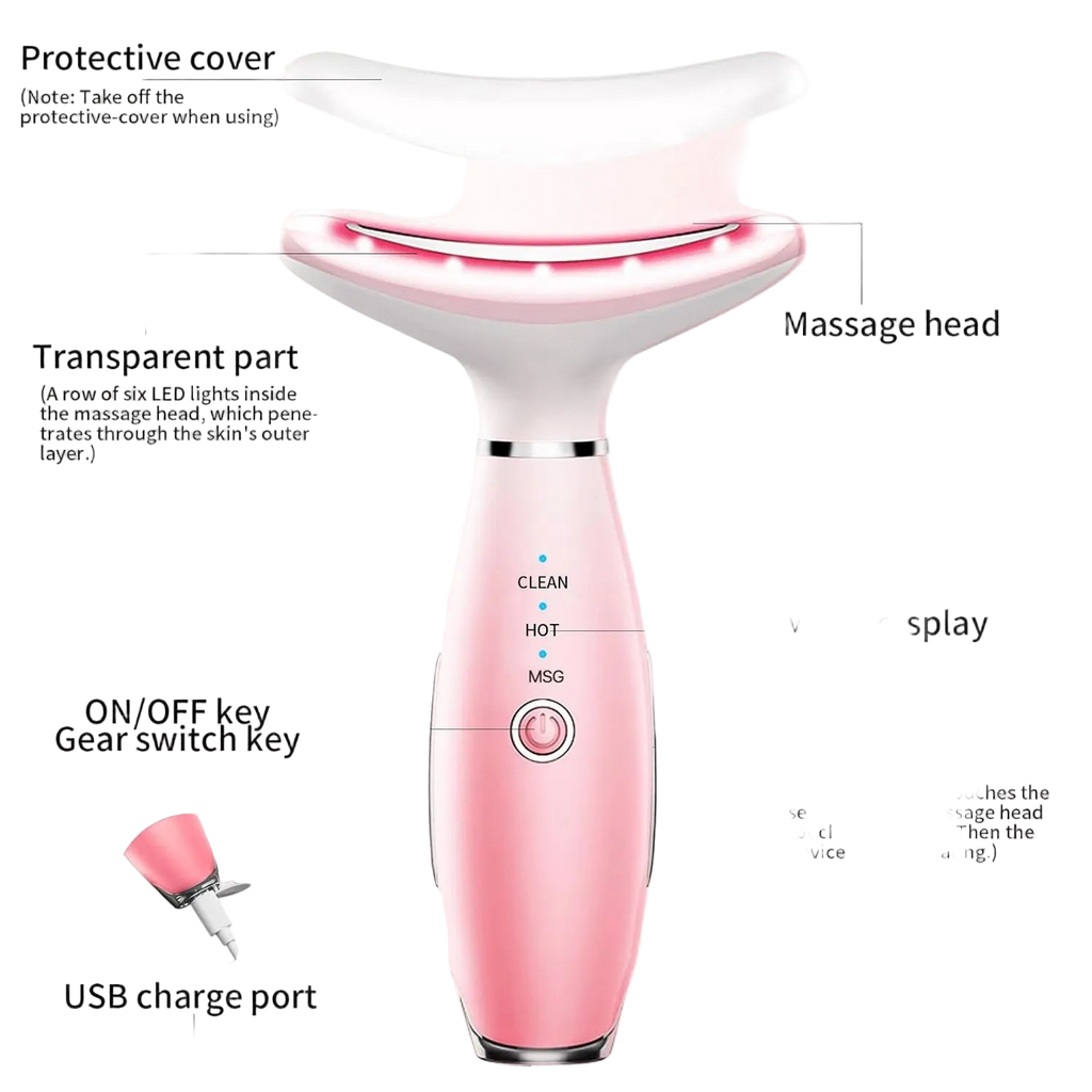 Neck Face Massager, Skin Care Face Massage Tool, 3-in-1 Facial Massager, Face Sculpting Tool With Thermals, Vibration