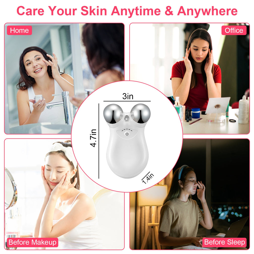 1Pc Micro-current Face Massager Rechargeable Face Neck Roller Intelligent Facial Massager With 5 Gears For Skin Tightening Skin Lifting Wrinkle Reducing