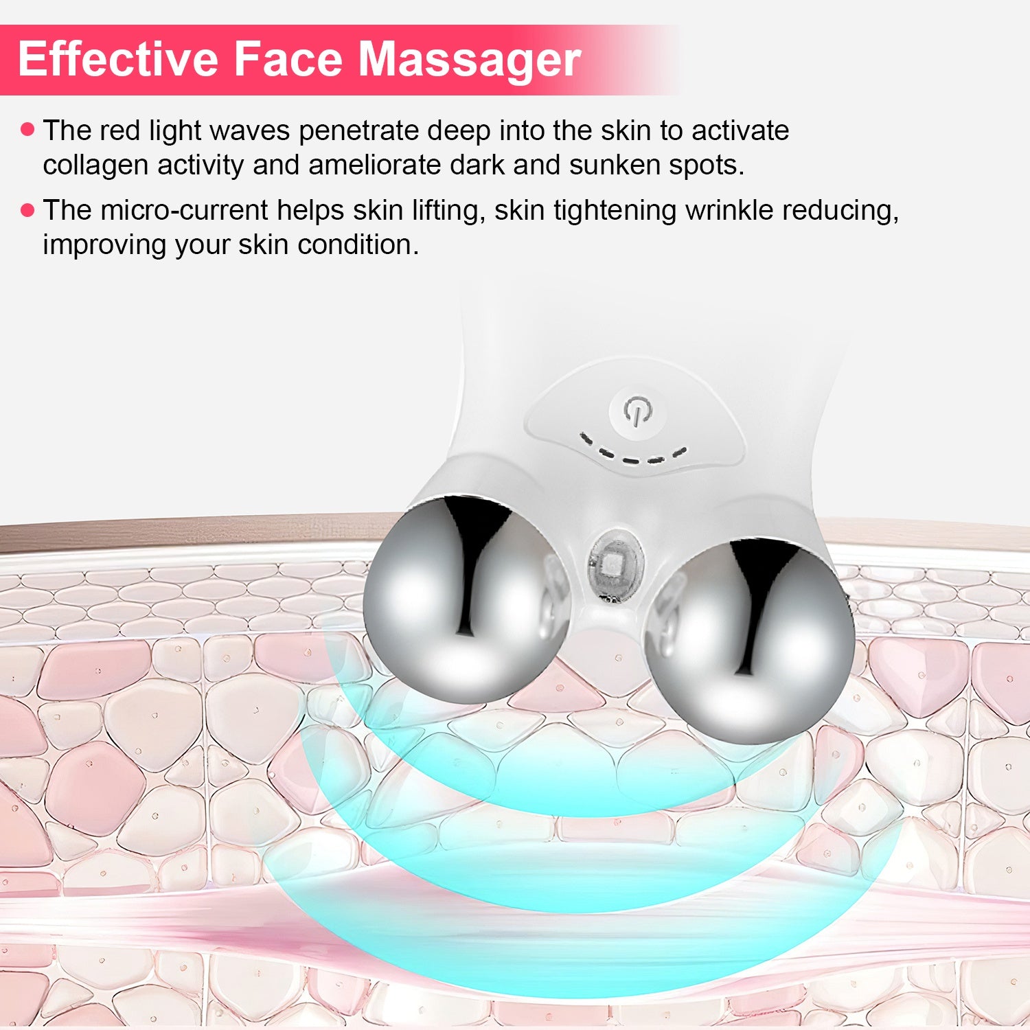 1Pc Micro-current Face Massager Rechargeable Face Neck Roller Intelligent Facial Massager With 5 Gears For Skin Tightening Skin Lifting Wrinkle Reducing