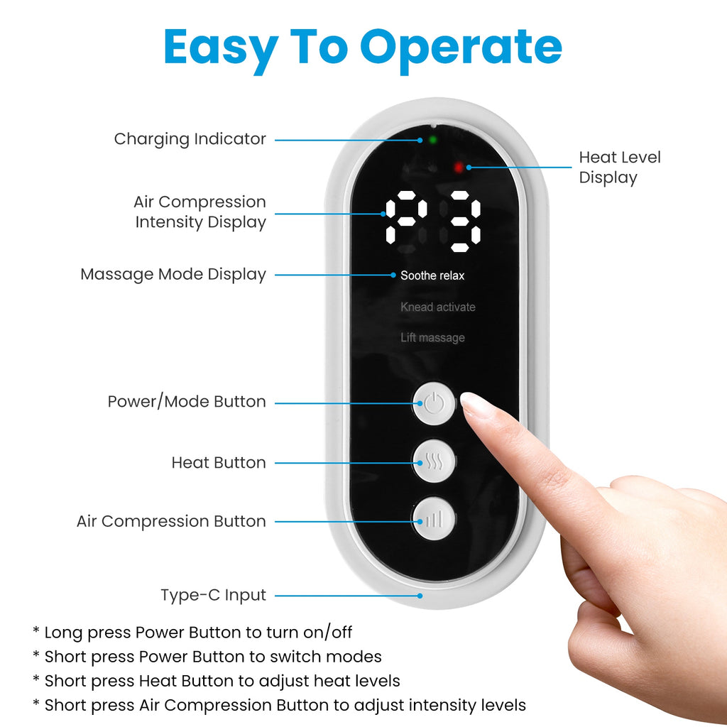 1Pc Cordless Leg Massager Air Compression Massager With Heat Thigh Knee Calf Massager With 3 Modes Adjustable Wrap For Pain Relief