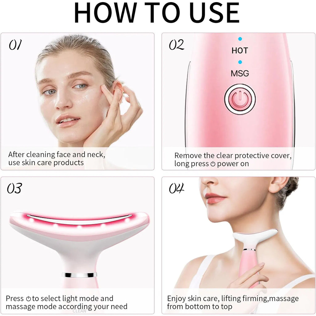 Neck Face Massager, Skin Care Face Massage Tool, 3-in-1 Facial Massager, Face Sculpting Tool With Thermals, Vibration